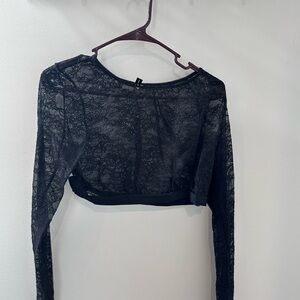 Torrid Black Lace Long Sleeve half Top